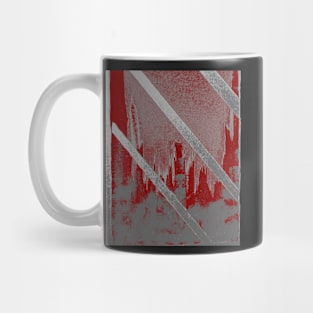 Cityscape through Window in Maroon and More Silver Mug